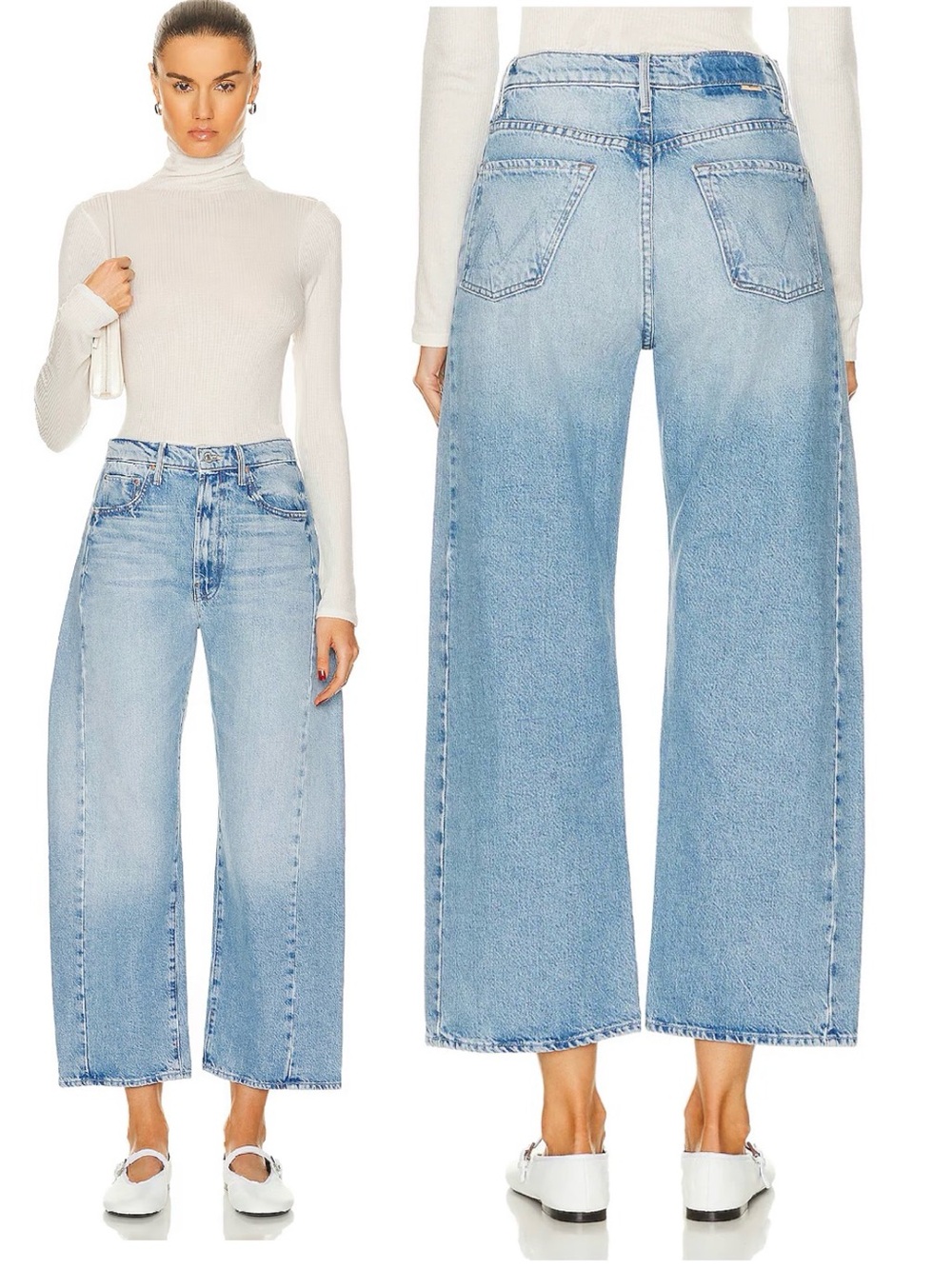 MOTHER The Half-Pipe Ankle Jeans Barrel Leg This is How I Roll Blue Size 32 EUC